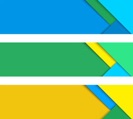 Simple colorful horizontal vector banners in a material design style