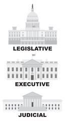 Three Branches of US Government Illustration