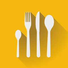 Flatware - spoons, fork and knife in a flat design