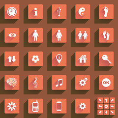 Set of various flat buttons and icons