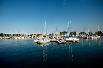 Fototapeta na wymiar Yacht harbor and blue sky