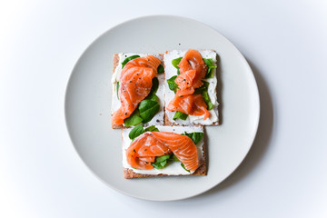 Salmon spinach toast