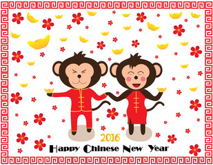 Chinese New Year design Cute monkeys