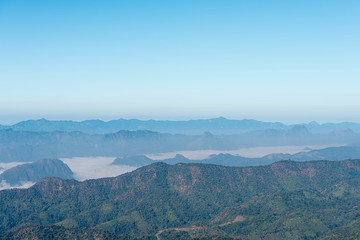 view of green mountain range , mountain gap, mountain layer, panorama view