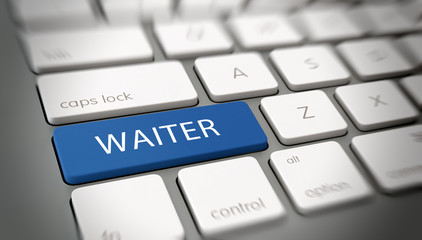Word "WAITER" on a key on a modern keyboard