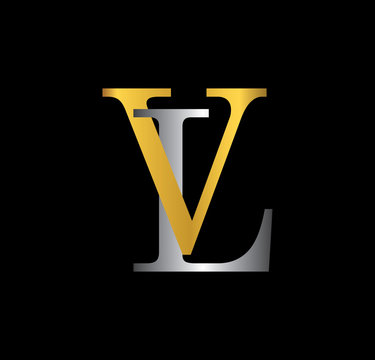 Initial letter vl logo with feather gold and silver color, simple • wall  stickers v, write, wing