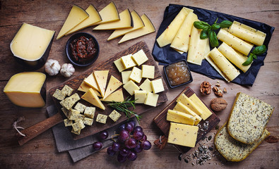 Various cheese. Top view