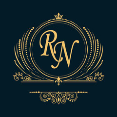 Vintage vector monogram. Elegant emblem logo for restaurants, hotels, bars and boutiques. It can be...