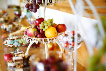 Delicious fruits and sweet buffet