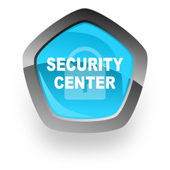 security center blue metallic chrome web pentagon glossy icon