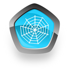 spider modern web blue metallic chrome web pentagon glossy icon