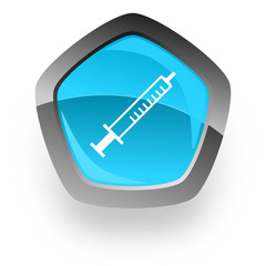 medicine blue metallic chrome web pentagon glossy icon
