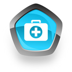 Obraz premium first aid blue metallic chrome web pentagon glossy icon