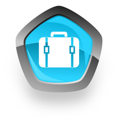 Obraz premium bag blue metallic chrome web pentagon glossy icon