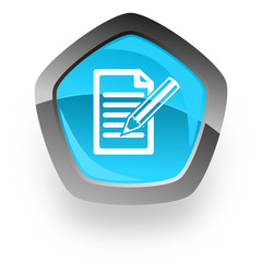 subscribe blue metallic chrome web pentagon glossy icon