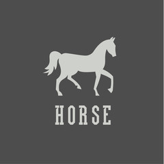 Laconic horse sign monogram, mare, into flat style, vector illustration.