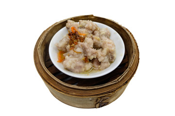 steamed pork ribs isolated on white background