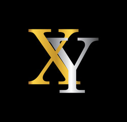 XY initial letter with gold and silver
