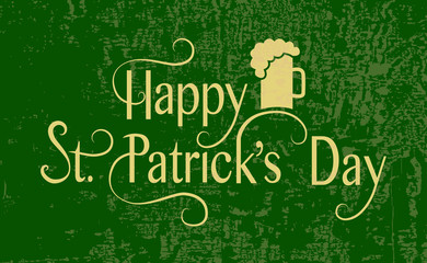 Hand sketched text 'Happy Saint Patrick's Day' on textured backg