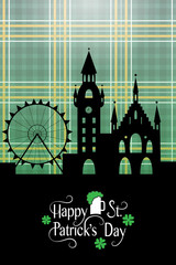 St. Patrick's Day card with Irish landscape and typography