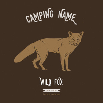 Wild fox vector illustration. European animals silhouettes