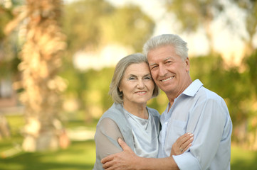 Senior couple near hotel resort