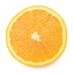 Orange cut in half top view