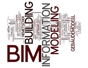 BIM verwandte Konzepte isoliert auf weißem Hintergrund