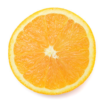 Orange cut in half top view