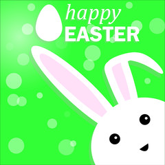 Happy Easter Rabbit Bunny on Green Background. Vector illustrati