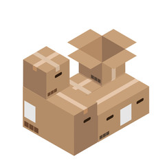 Vector modern cardboard boxes set. Delivery 