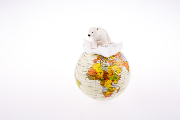 Polar bear on globe
