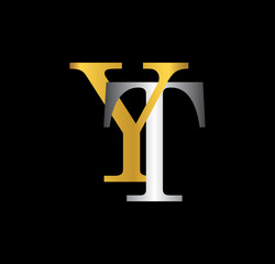 YT initial letter with gold and silver