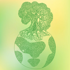 Earth tree ecology concept illustration. Save planet earth vecto