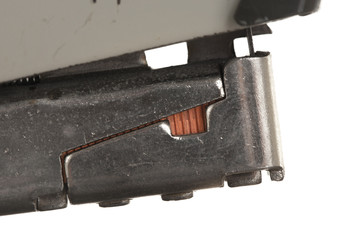 Close-up of an old rusty vintage stapler
