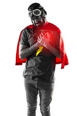 Superhero with heart pain