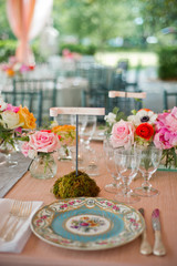 Pink Flowers and Vintage China Wedding Reception