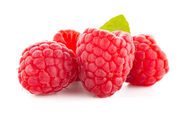 Raspberries with leaves