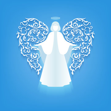 angel silhouette with ornaments wings