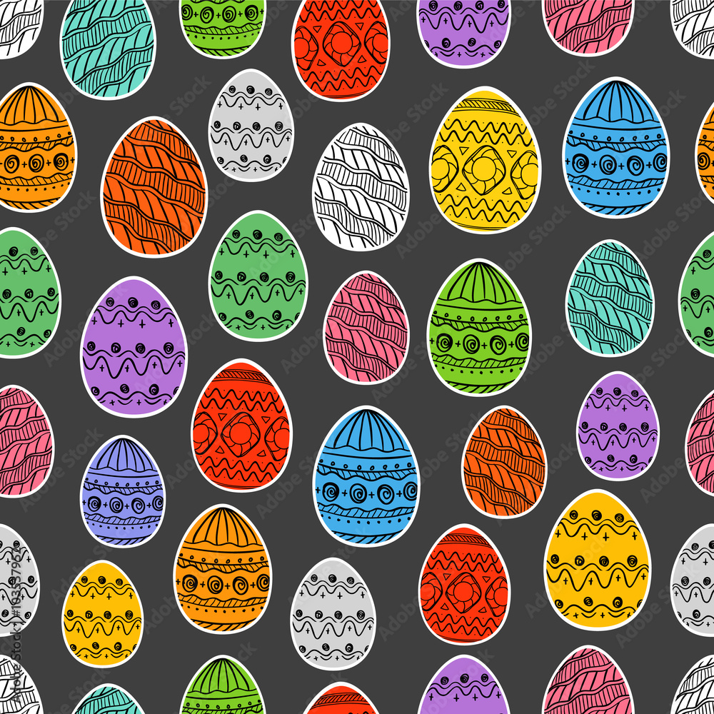 Poster different hand-drawn doodle elements pattern. abstract seamless