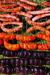 Grilled sausages at bar b cue