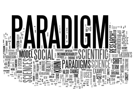 Paradigm related words isolated on white backgound