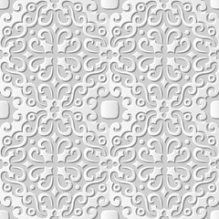 Vector damask seamless 3D paper art pattern background 038 Spiral Round Kaleidoscope
