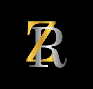 ZR initial letter with gold and silver