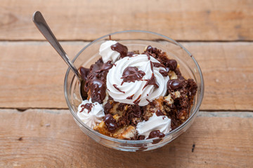 Homemade Dessert With Whipred Cream and Chocolate