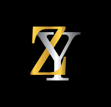 ZY initial letter with gold and silver