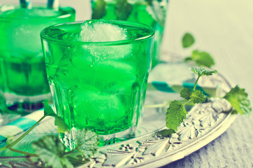 Transparent green drink