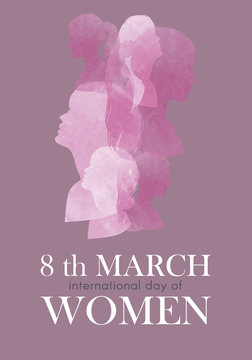 8th march. Illustration of women for international women's day