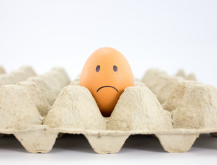 sad Egg in paper tray