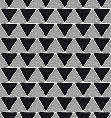 Background with triangles of black and silver glitter, seamless pattern